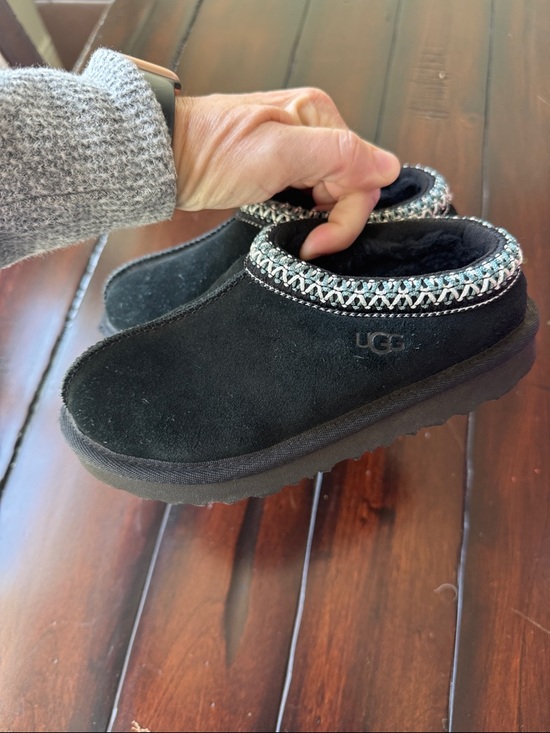 UGG Other - UGG Black Suede Slip-On Shearling Clog with Embroidered Collar